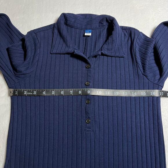 Old Navy Ribbed Quarter Button Up Shirt Dress Size Medium Effortless Knee Length - Picture 7 of 8